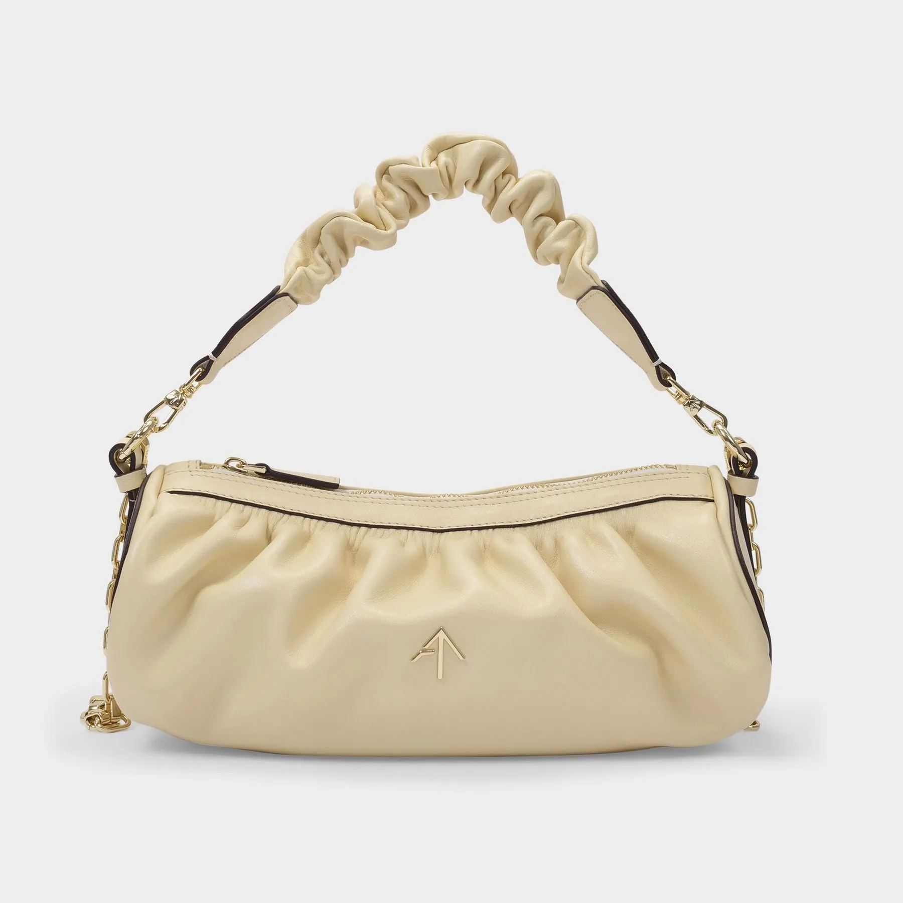 Manu Atelier  Shoulder Bag Ruched Cylinder XX in Vanilla Leather