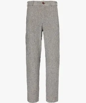 Marane Mens Grey Marl Gaucho linen and silk-blend trousers