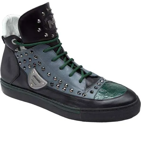 Mauri Jungla 8663 Nappa & Crocodile Sneakers Black/Gray/Green (Special Order)