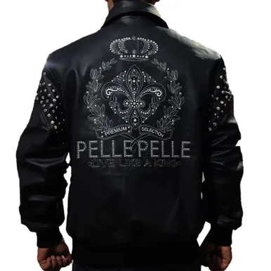 Men Pelle Pelle Live Like A King Black Leather Jacket