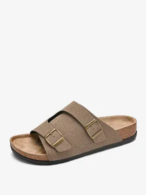 Mens Sandals Slip-On Micro Suede Upper Rubber Sole