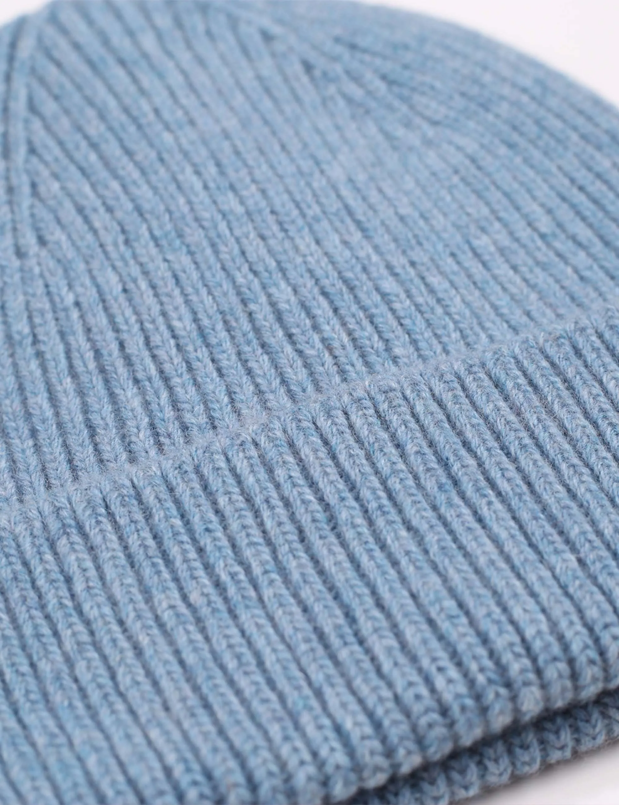 Merino Wool Beanie Hat - Stone Blue