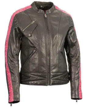 Milwaukee Leather Women's Crinkle Arm Lightweight Racer Leather Jacket - 4X