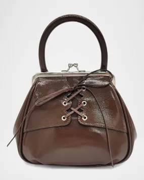 Mini Lace-Up Patent Leather Top-Handle Bag