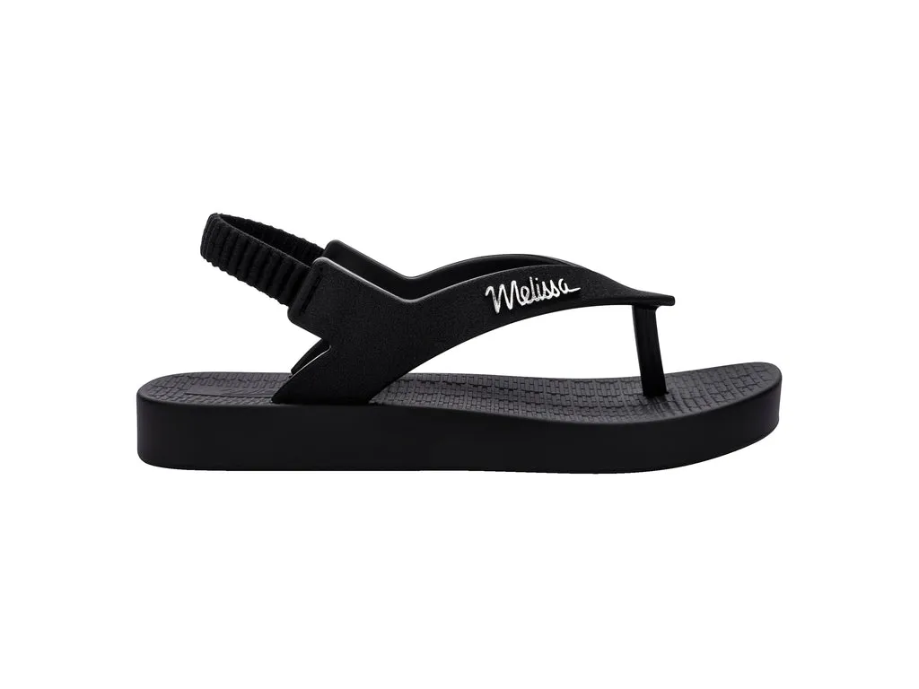 Mini Melissa Sun Long Beach Babies Flat Black Sandals