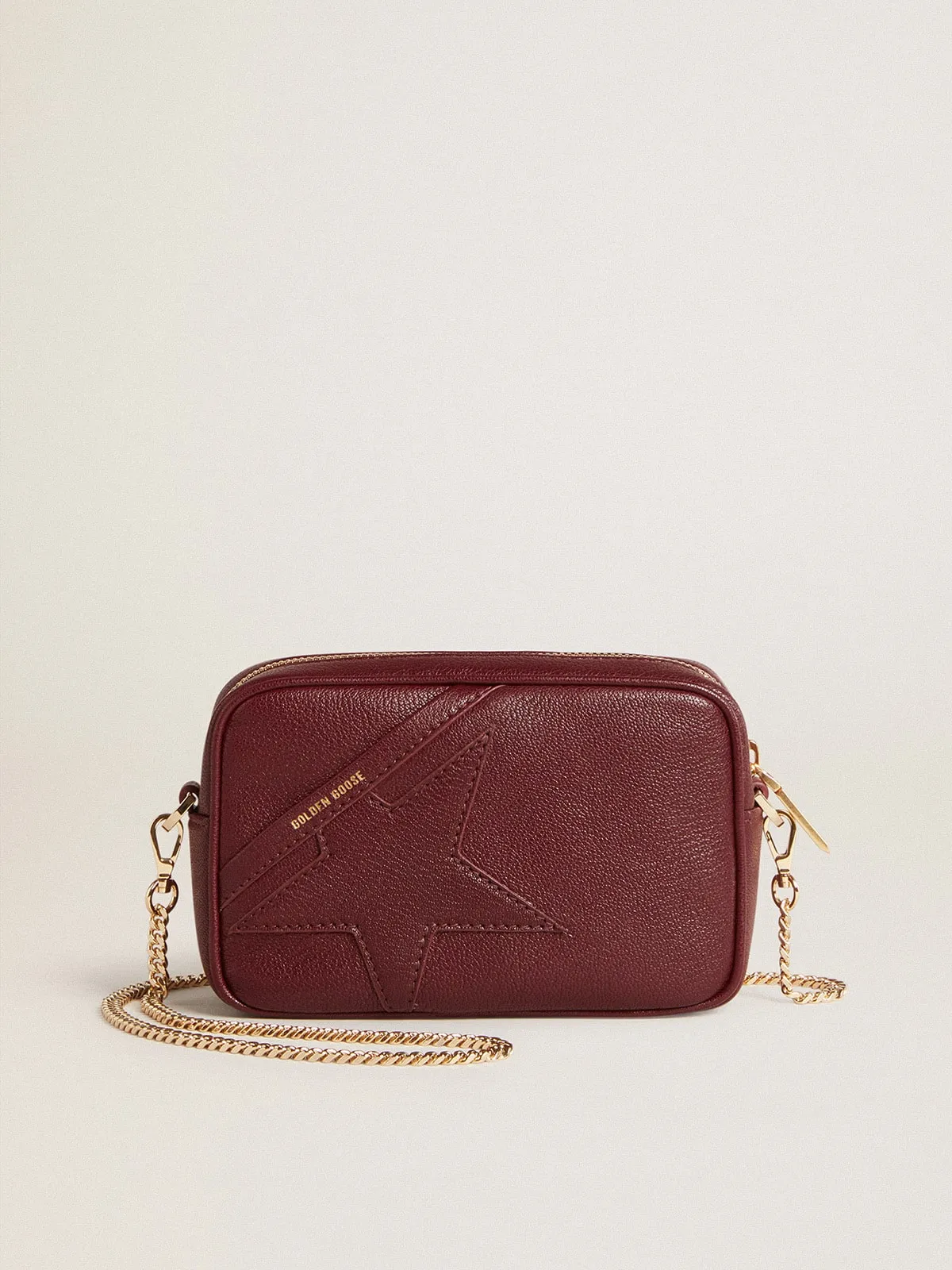 Mini Star Bag in wine-red leather with tone-on-tone star