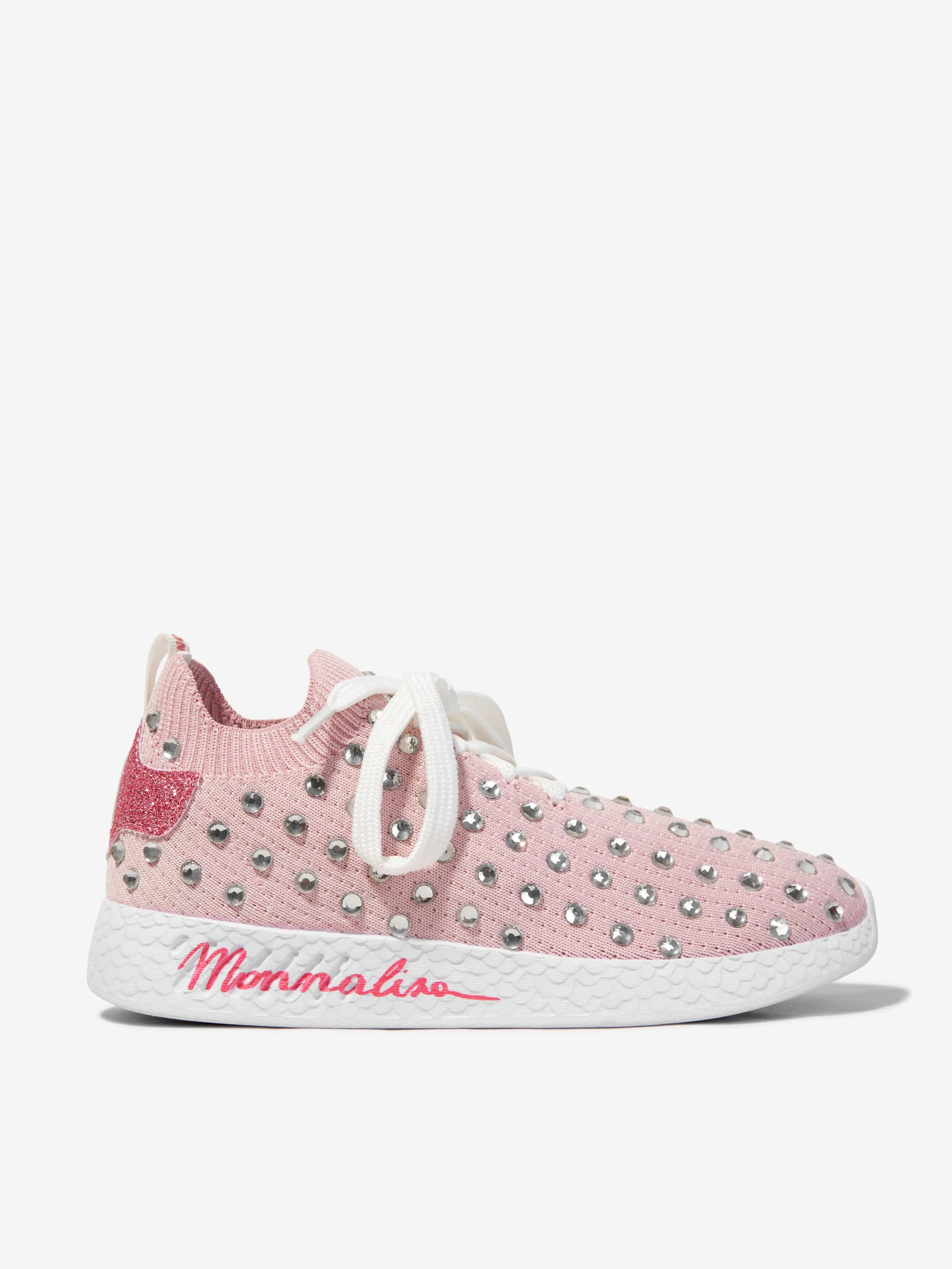 Monnalisa Girls Diamante Lace Up Trainers