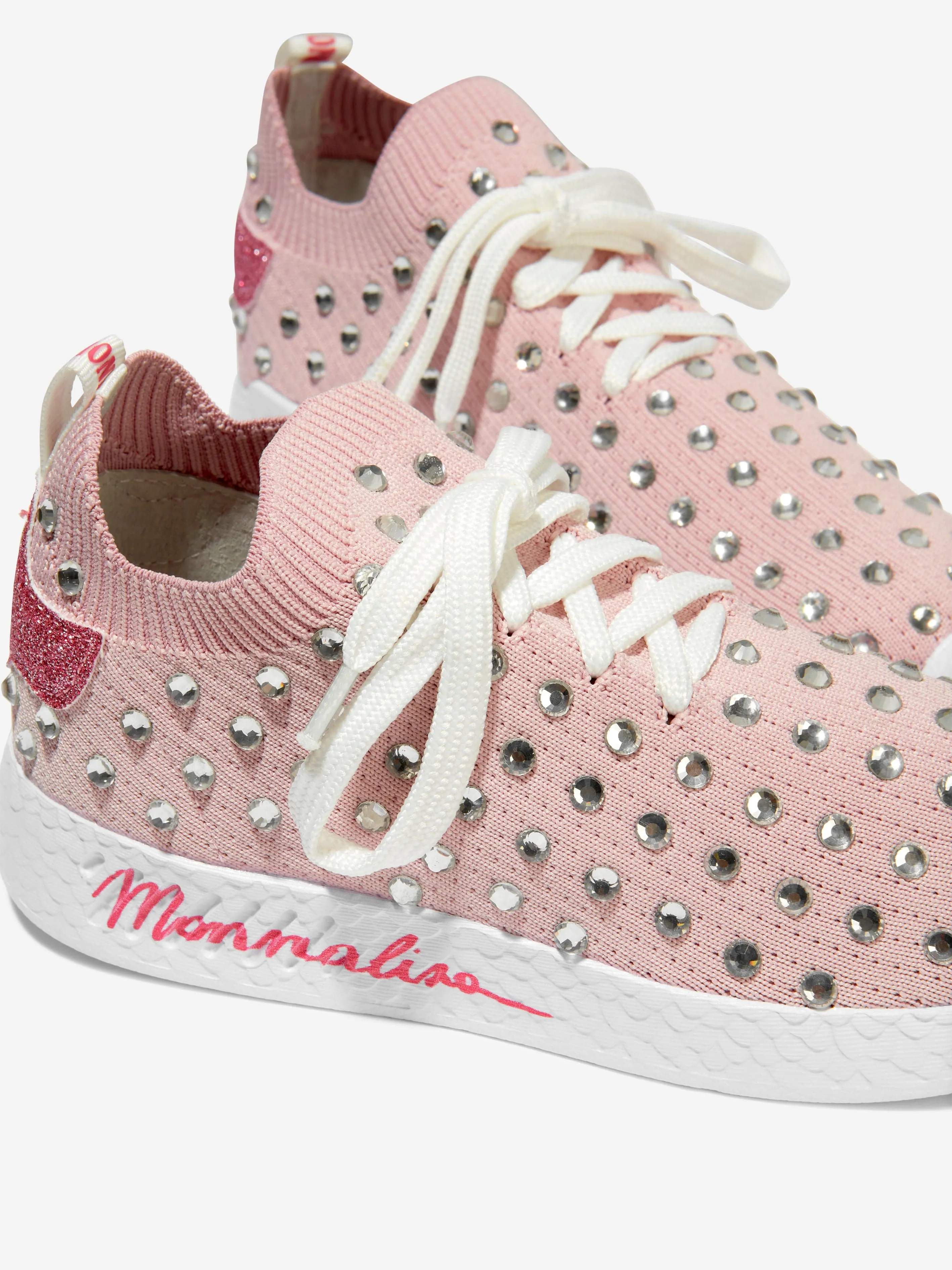 Monnalisa Girls Diamante Lace Up Trainers