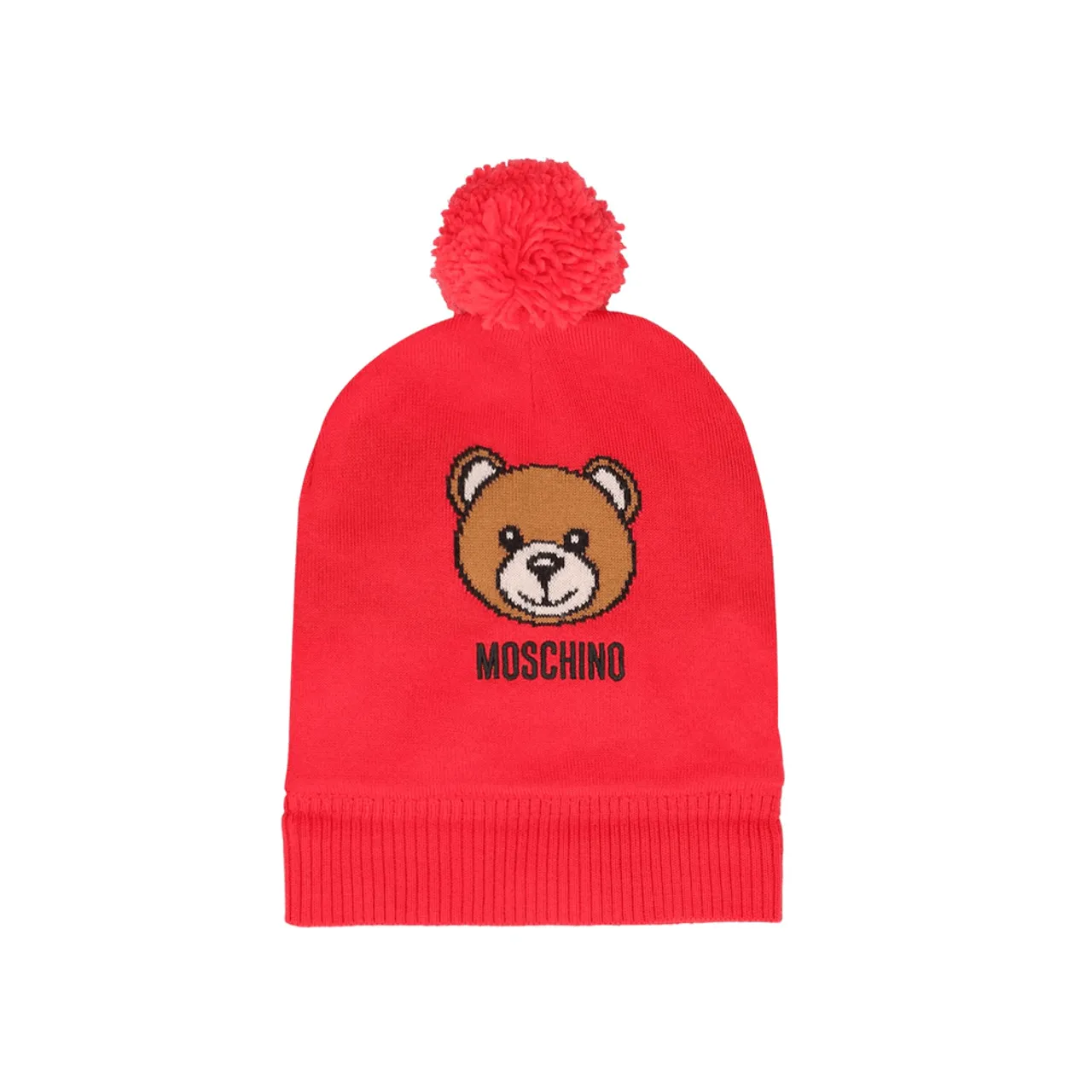 Moschino Hat With Bear Graphic Poppy Red