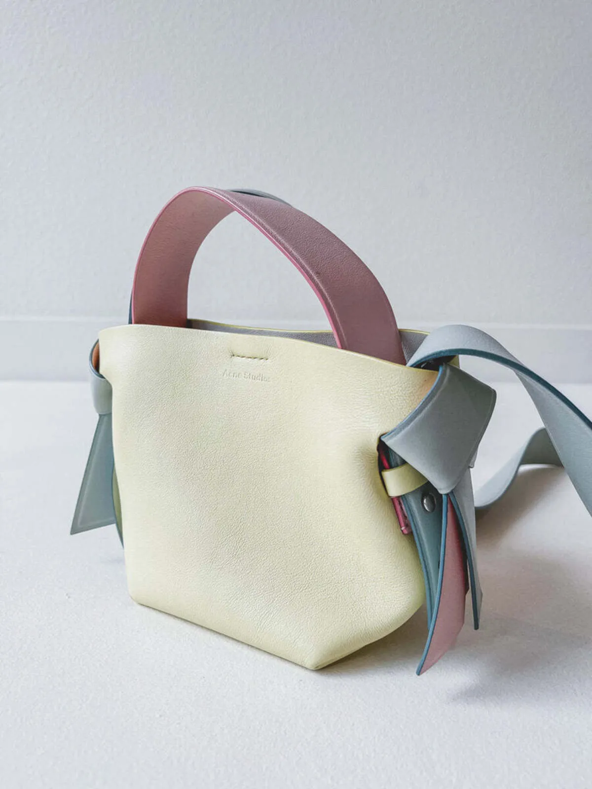 MUSUBI MINI LEATHER SHOULDER BAG - Pink/Light Blue/Yellow