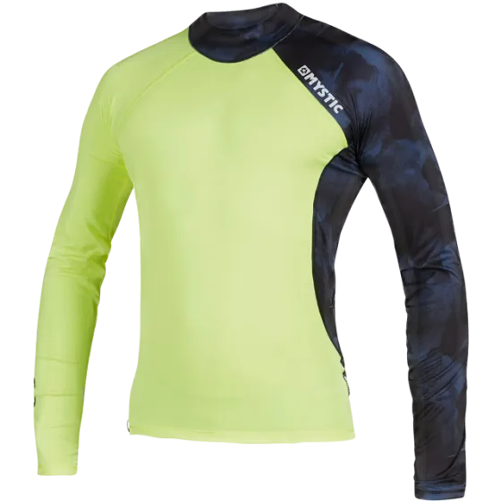 Mystic Crossfire Long Sleeve Mens Rash Vest - Navy/Lime