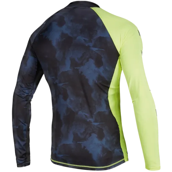 Mystic Crossfire Long Sleeve Mens Rash Vest - Navy/Lime