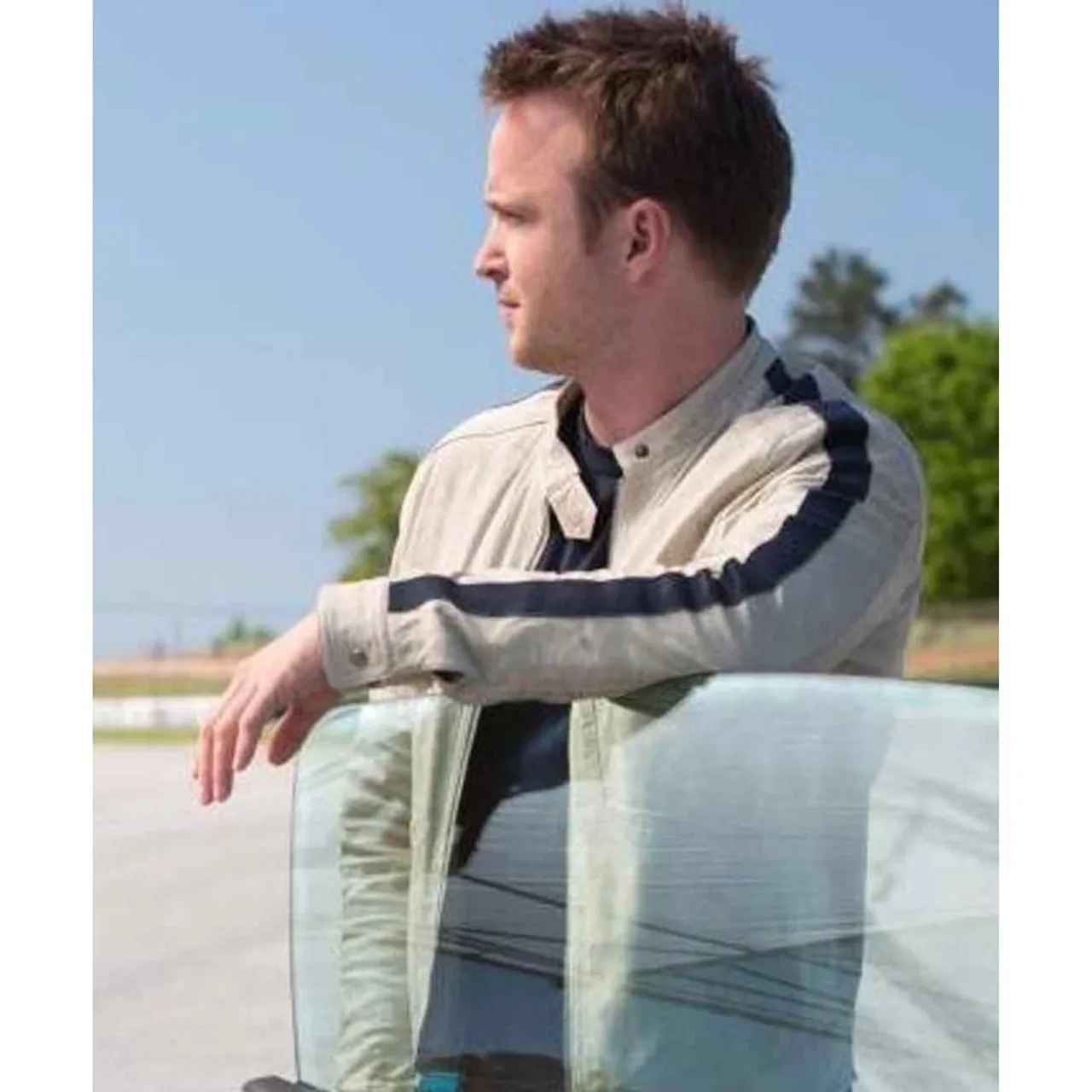 Need For Speed Aaron Paul White Leather Jacket