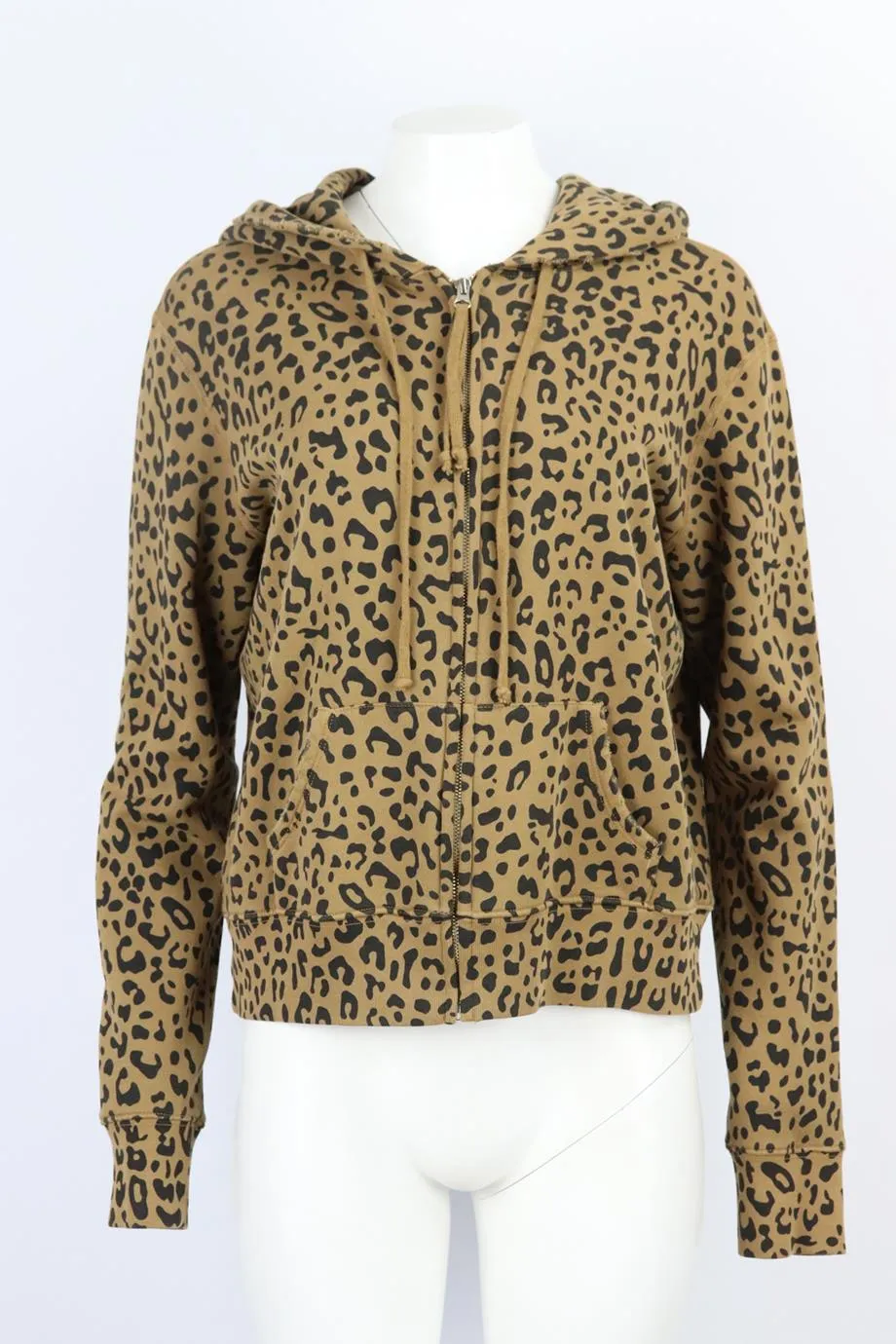 NILI LOTAN LEOPARD PRINT COTTON TERRY HOODIE LARGE