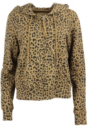 NILI LOTAN LEOPARD PRINT COTTON TERRY HOODIE LARGE