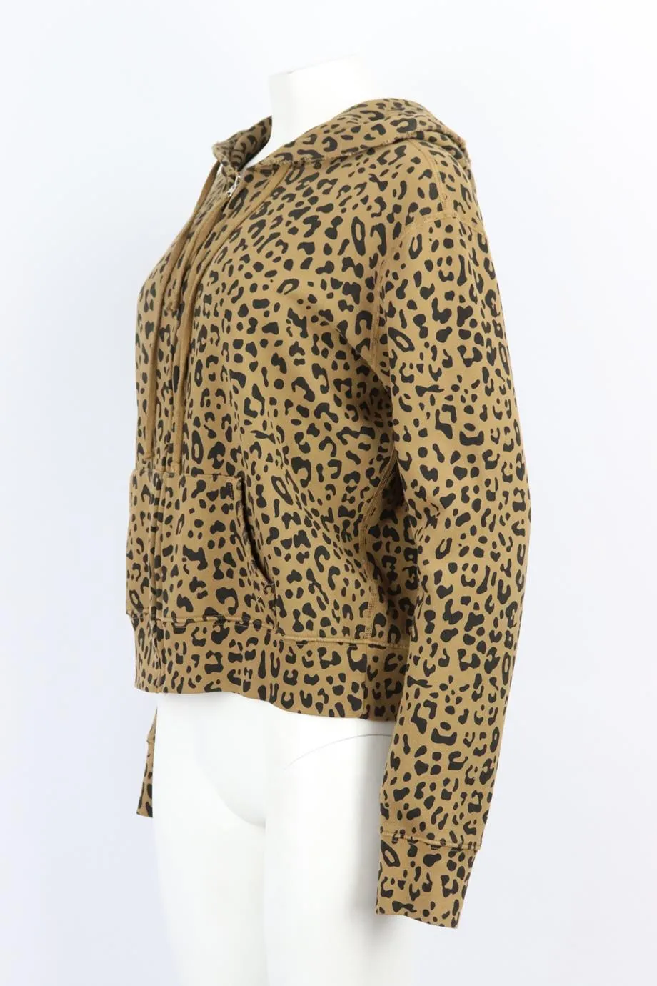 NILI LOTAN LEOPARD PRINT COTTON TERRY HOODIE LARGE