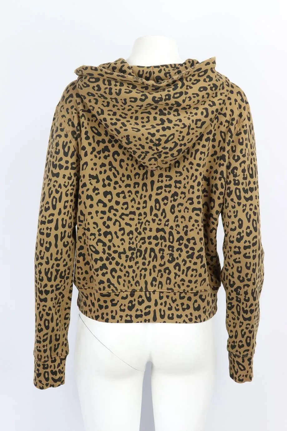 NILI LOTAN LEOPARD PRINT COTTON TERRY HOODIE LARGE