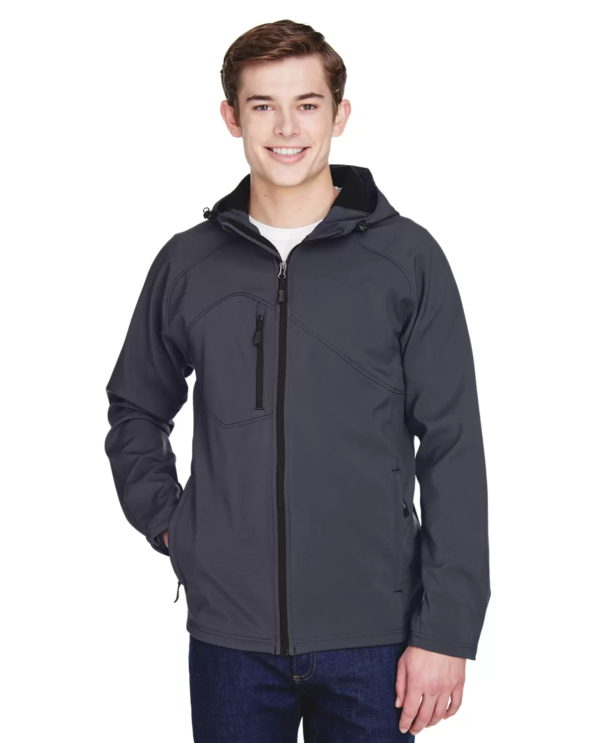 North End 88166 Men's Prospect Two-Layer Fleece Bonded Soft Shell Hooded Jacket SKU: 88166