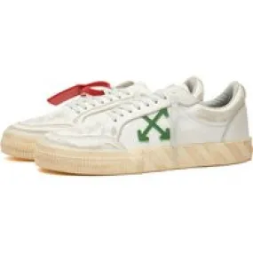 Off-White Men's Low Vulcanised Distressed Leather Sneakers in White