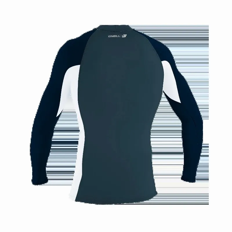 O'Neill PREMIUM SKINS LONG SLEEVE RASH VEST - CADET BLUE, WHITE & ABYSS