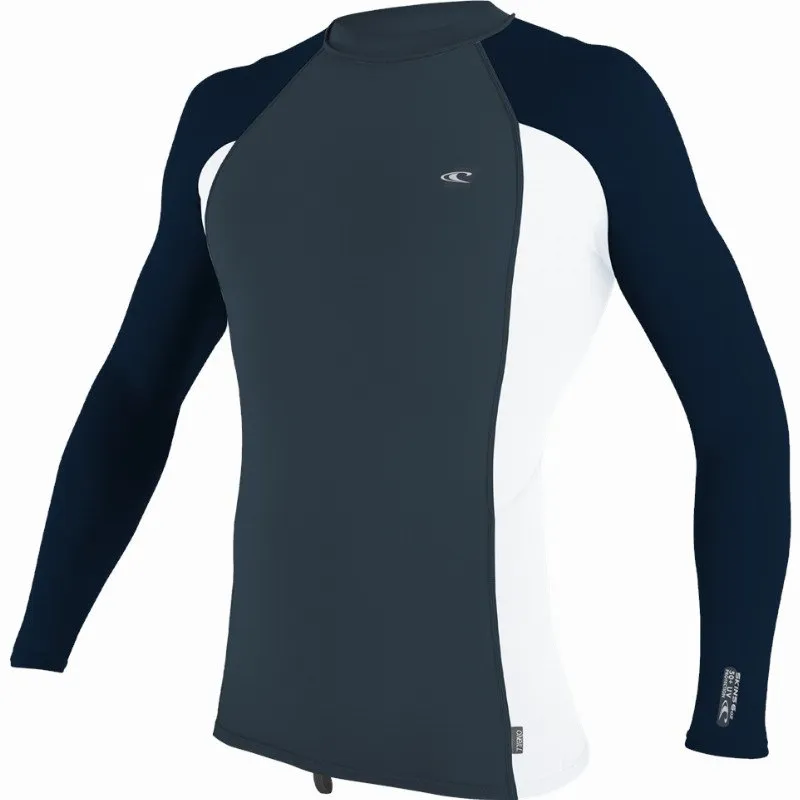 O'Neill PREMIUM SKINS LONG SLEEVE RASH VEST - CADET BLUE, WHITE & ABYSS