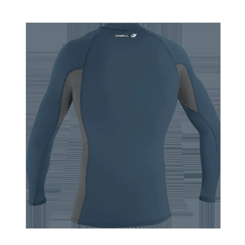 O'Neill PREMIUM SKINS LONG SLEEVE RASH VEST IN COPEN BLUE & SMOKE