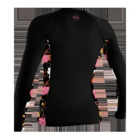 O'Neill SIDEPRINT LONG SLEEVE RASH VEST IN BLACK & BLUEMCHEN