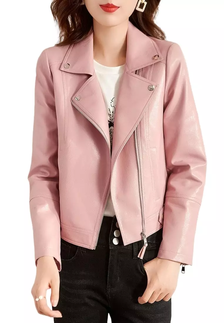 ONX.HK Fashion All-Match Lapel Pu Leather Jacket