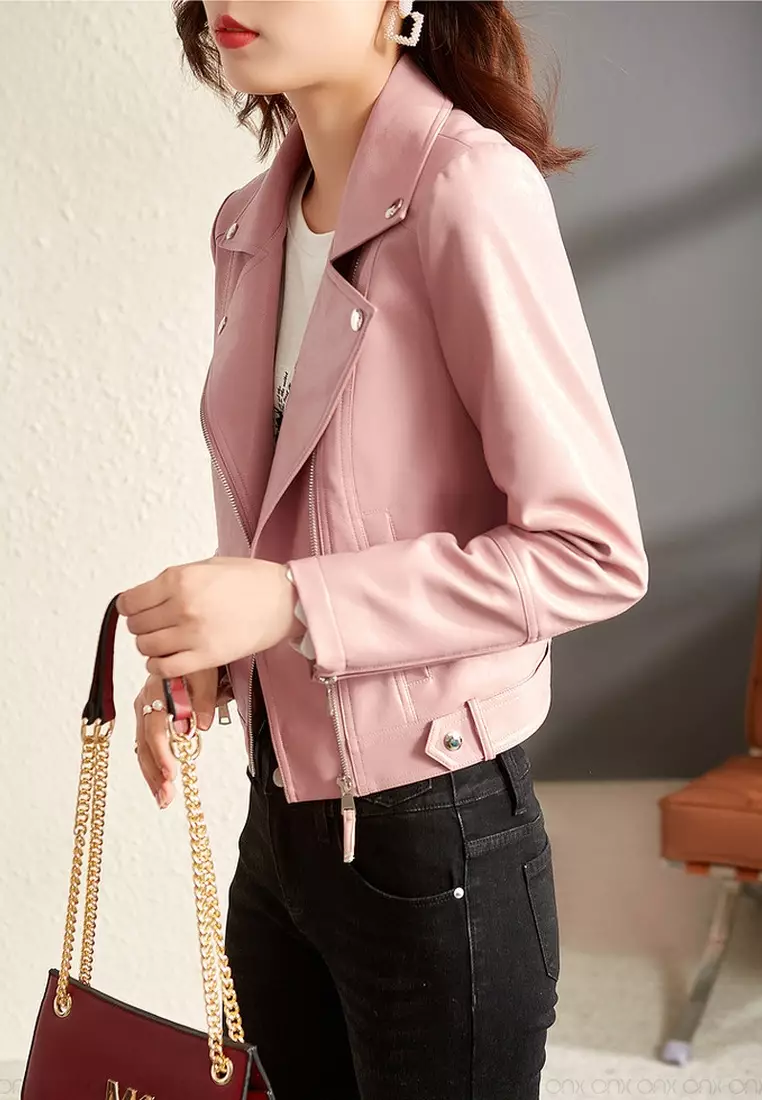 ONX.HK Fashion All-Match Lapel Pu Leather Jacket