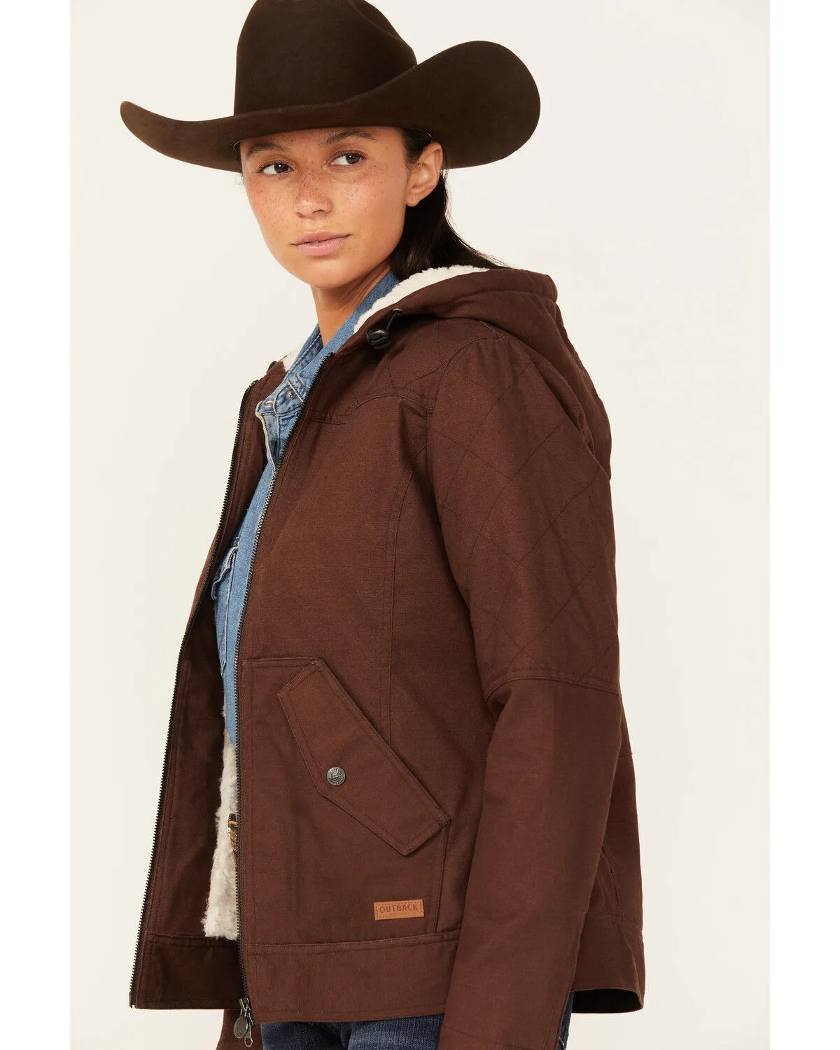 Outback Trading Co Women's Berber Lined Hooded Canvas Heidi Jacket