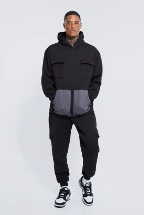 Oversized Cargo Worker Panel Hooded Tracksuit