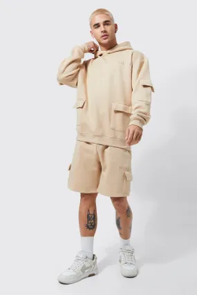 Oversized Official Cargo Hooded Short Tracksuit