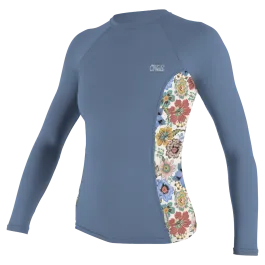 O'Neill Side Print Womens Long Sleeve Rash Vest  - Infinity/Talitha