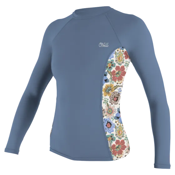 O'Neill Side Print Womens Long Sleeve Rash Vest  - Infinity/Talitha