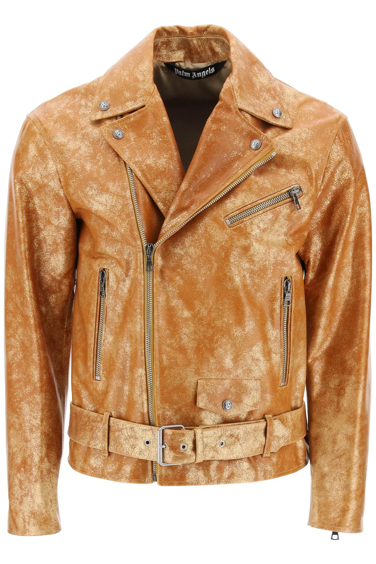 PA CITY BIKER JACKET IN LAMINATED LEATHER