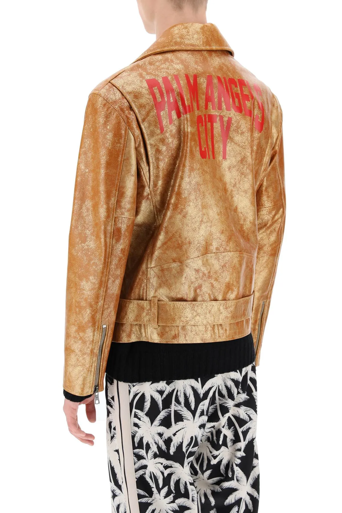 PA CITY BIKER JACKET IN LAMINATED LEATHER