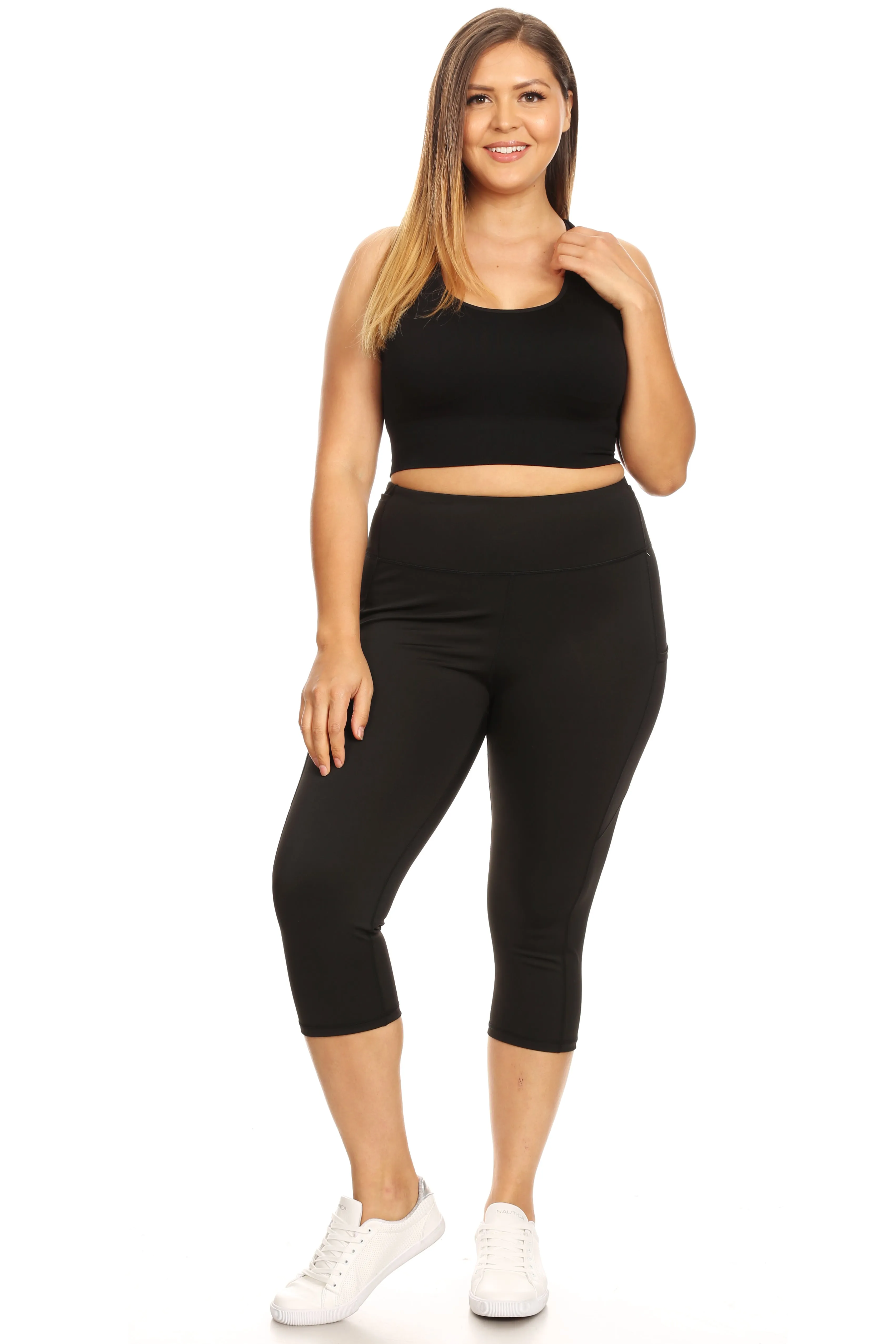 Plus Size Active 5-Pocket Capri Leggings