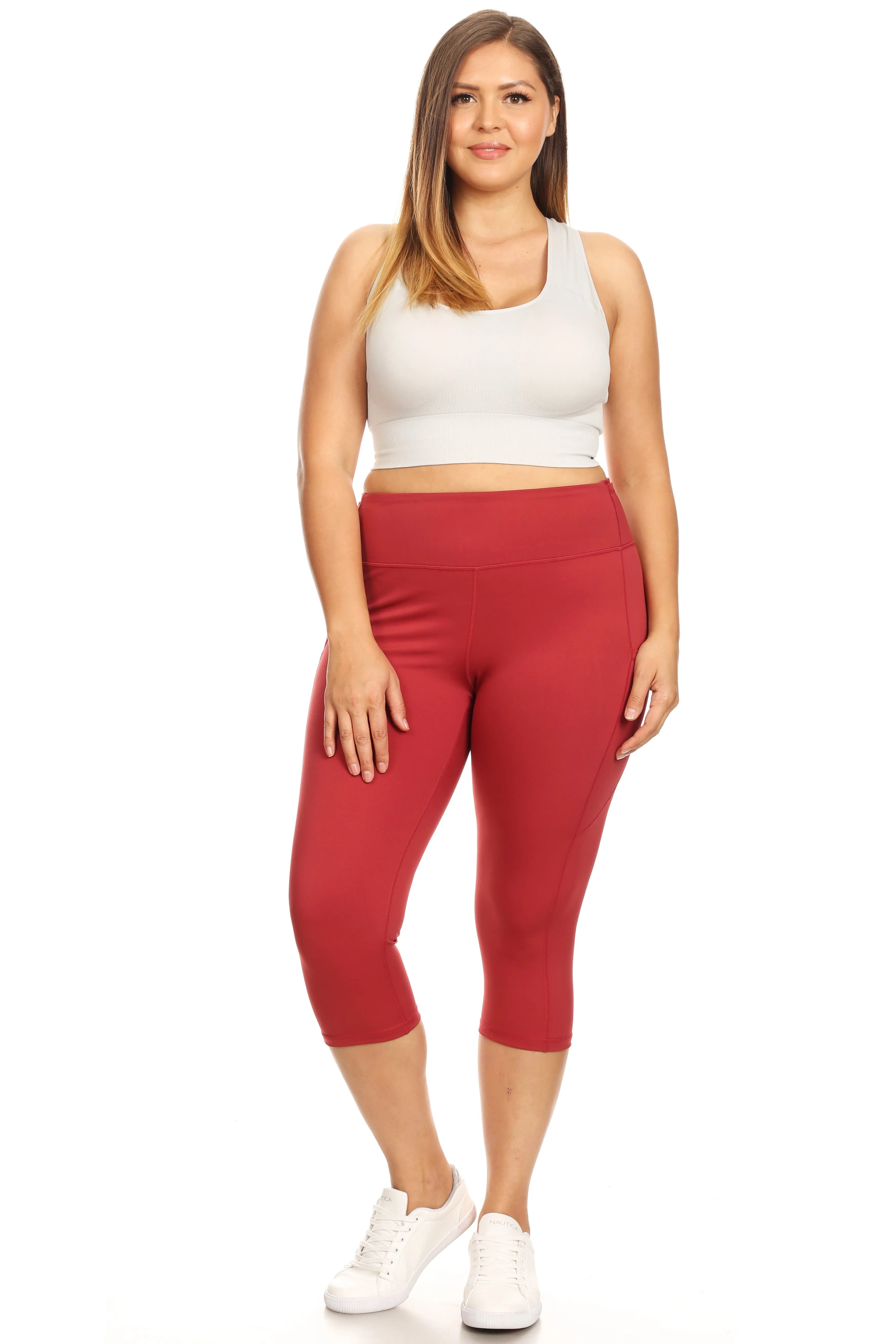 Plus Size Active 5-Pocket Capri Leggings