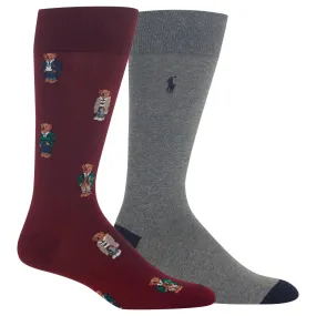 Polo Ralph Lauren Men's 2-Pack Assorted Polo Bear Solid Dress Sock 899819PK