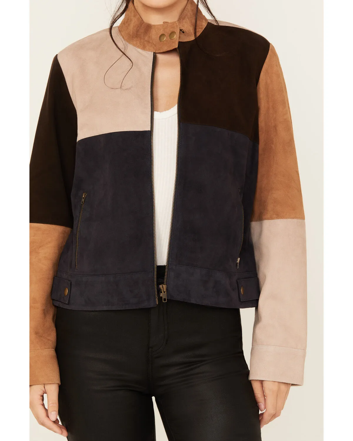 Product Name:  Cleo + Wolf Women's Carter Colorblock Suede Zip-Up Jacket