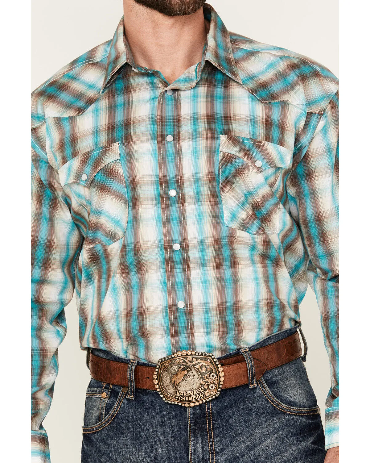 Product Name:  Panhandle Men's Boot Barn Exclusive Plaid Print Long Sleeve Snap Stretch Western Shirt