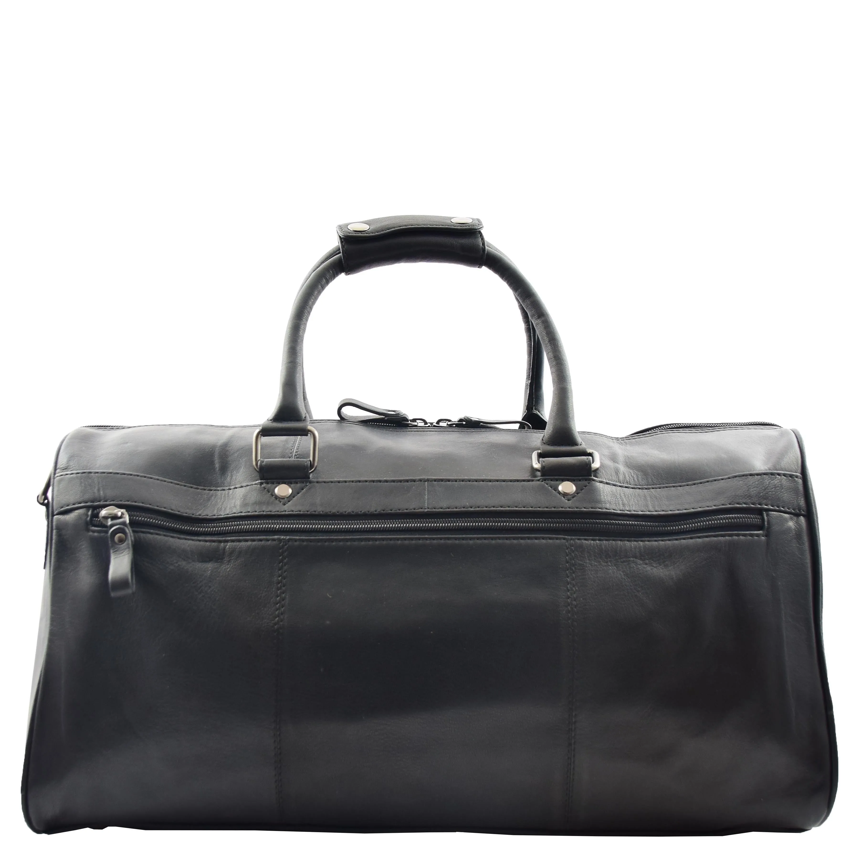 Real Leather Holdall Overnight Barrel Bag Springfield Black