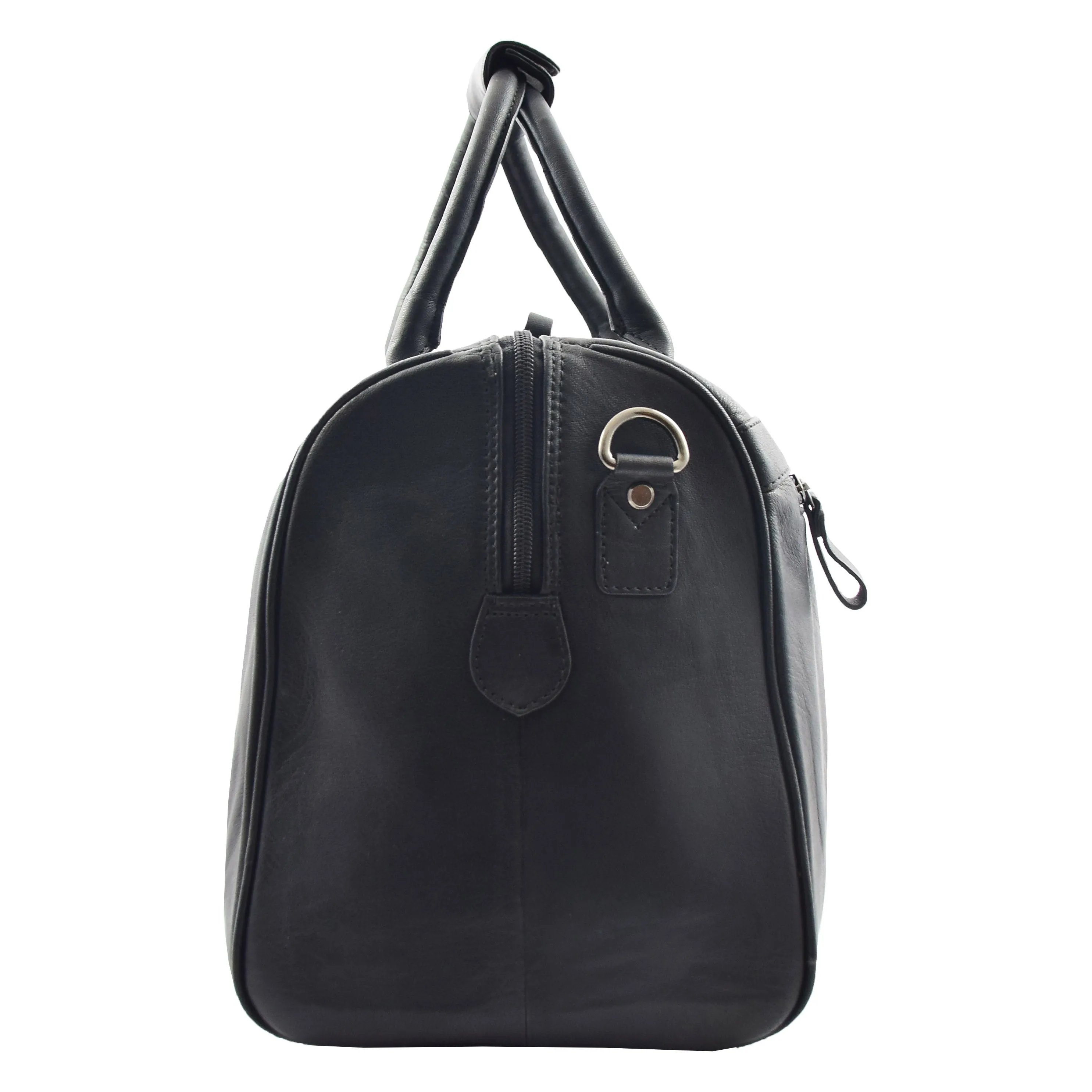 Real Leather Holdall Overnight Barrel Bag Springfield Black