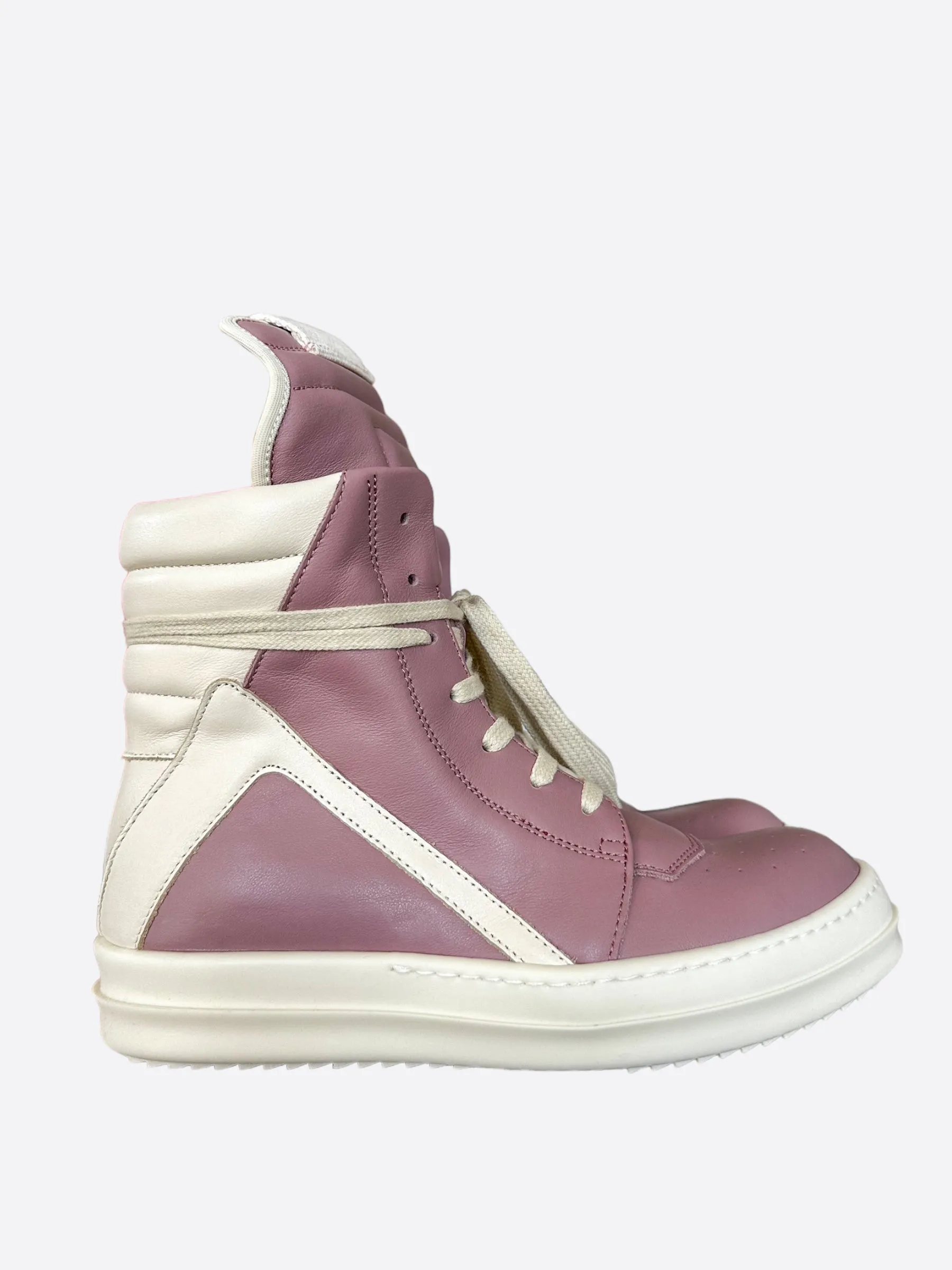 Rick Owens Pink & White Geobasket Women's Sneakers