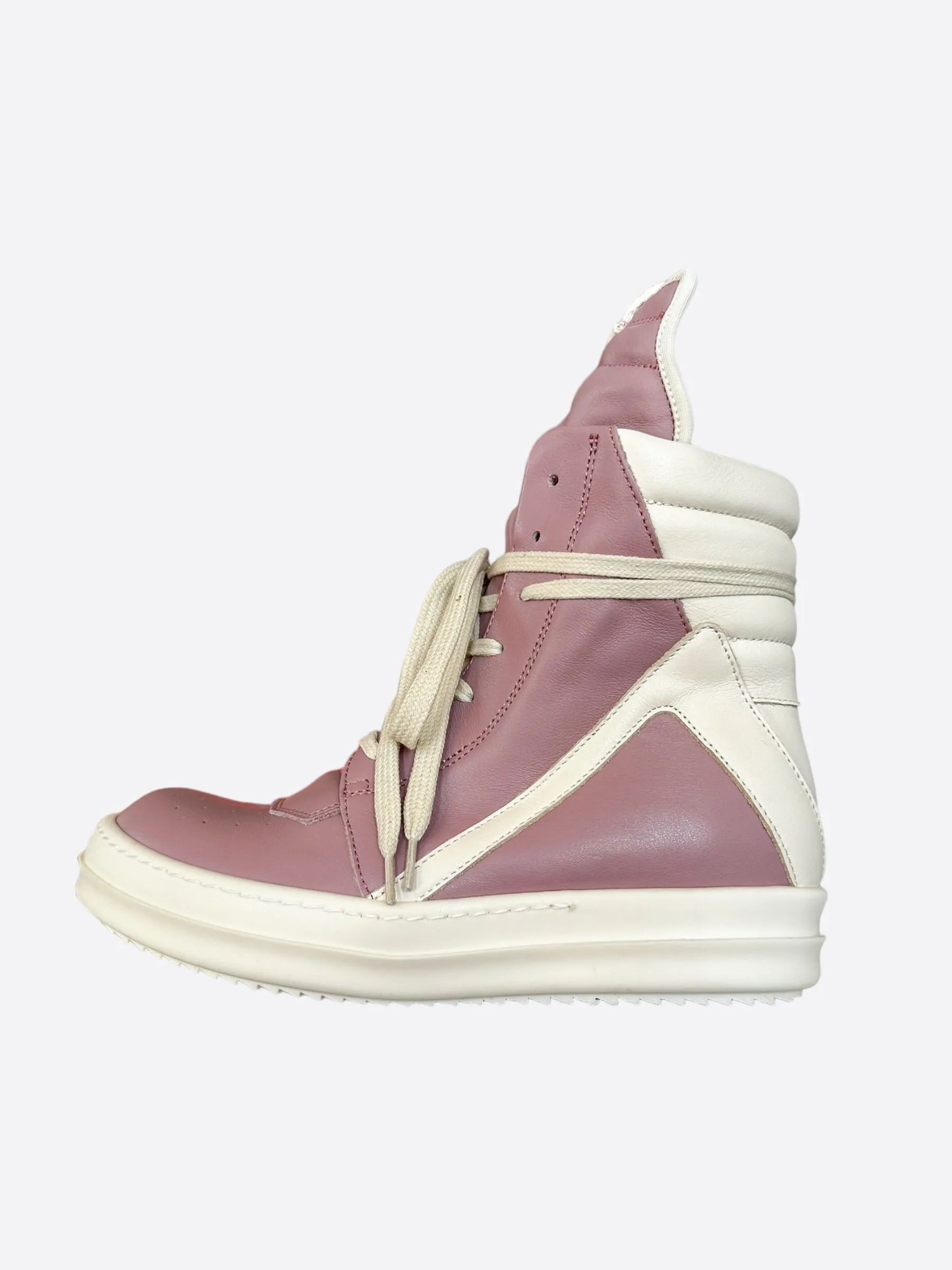 Rick Owens Pink & White Geobasket Women's Sneakers