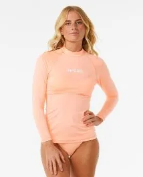 Rip Curl Classic Surf Long Sleeve Womens UPF Rash Vest - Bright Peach