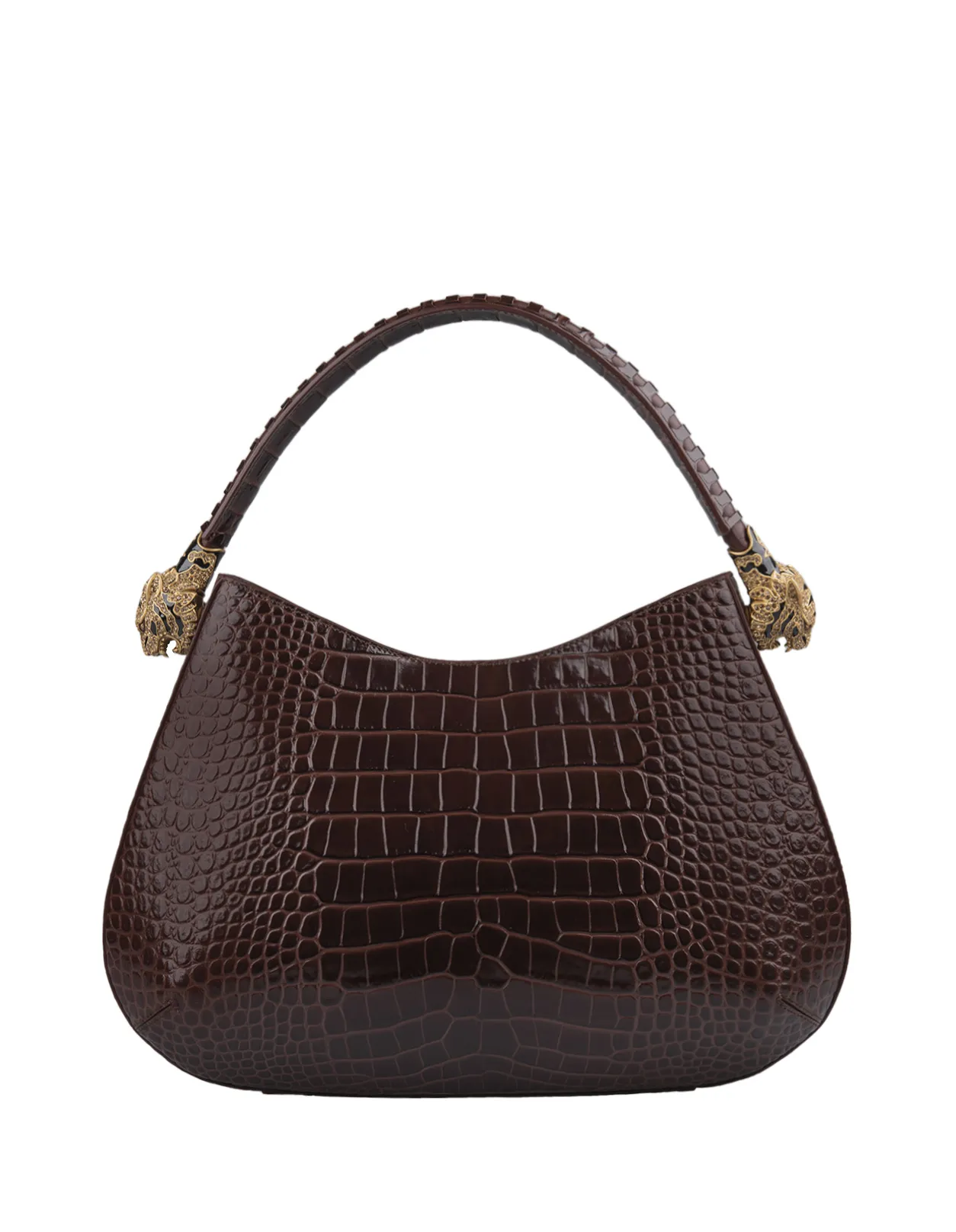 ROBERTO CAVALLI Roar Shoulder Bag In Brown Leather