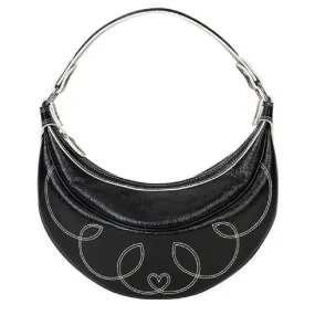 Saddle Up- the Western Style Top Stitched Black Handbag