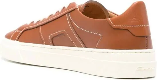 Santoni panelled leather sneakers Brown