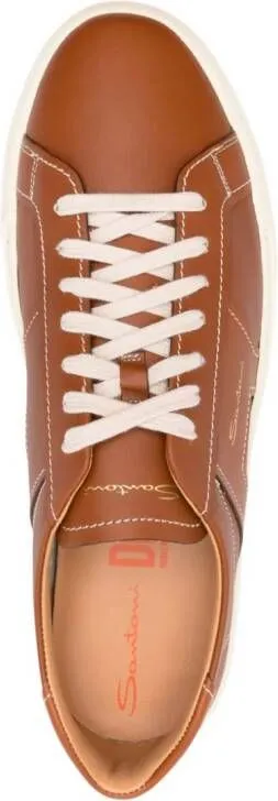 Santoni panelled leather sneakers Brown